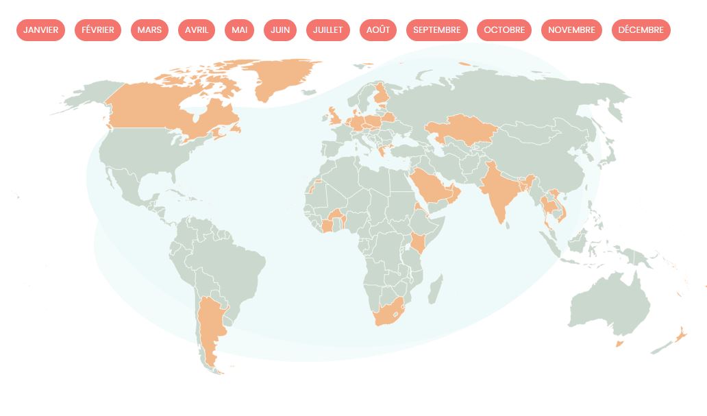 Où partir selon le mois ? La carte pour choisir la meilleure destination au bon moment