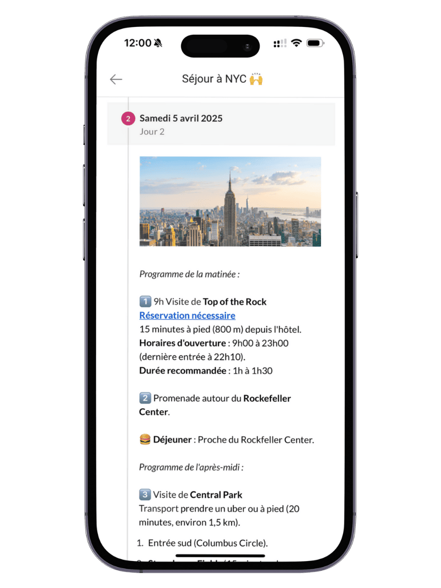 Exemple de carnet de voyage en ligne avec informations pratiques